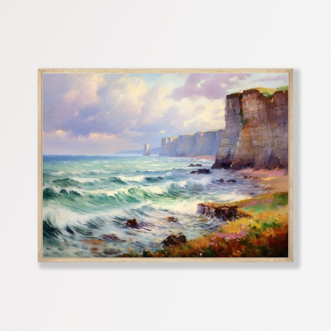 Coastal Cliffs Retro Seascape Art Print, Vintage