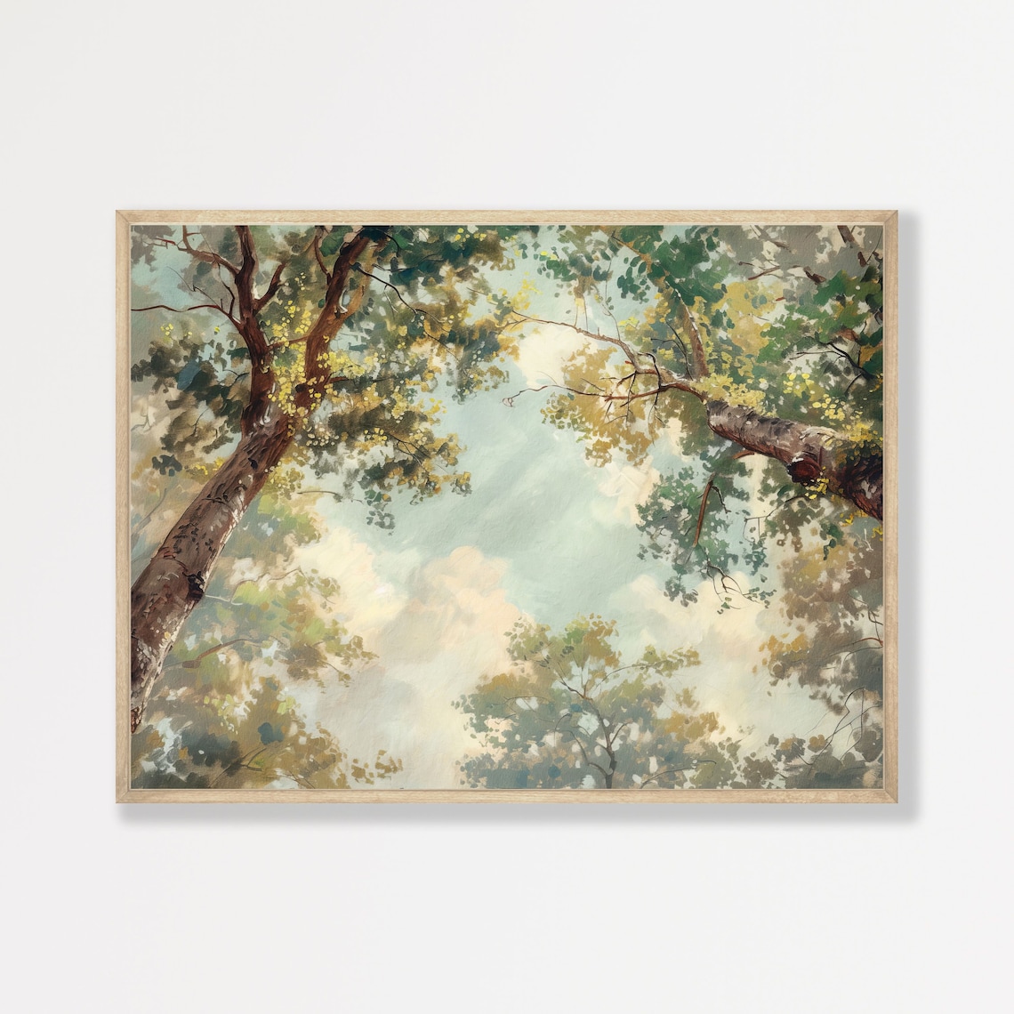 Vintage Tree Countryside Oil Painting, Farmhouse Art Print