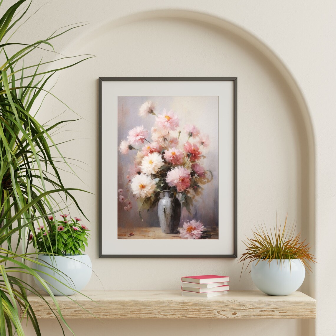 Retro Floral Still Life, Pastel Flower Wall Art Print - Image 2