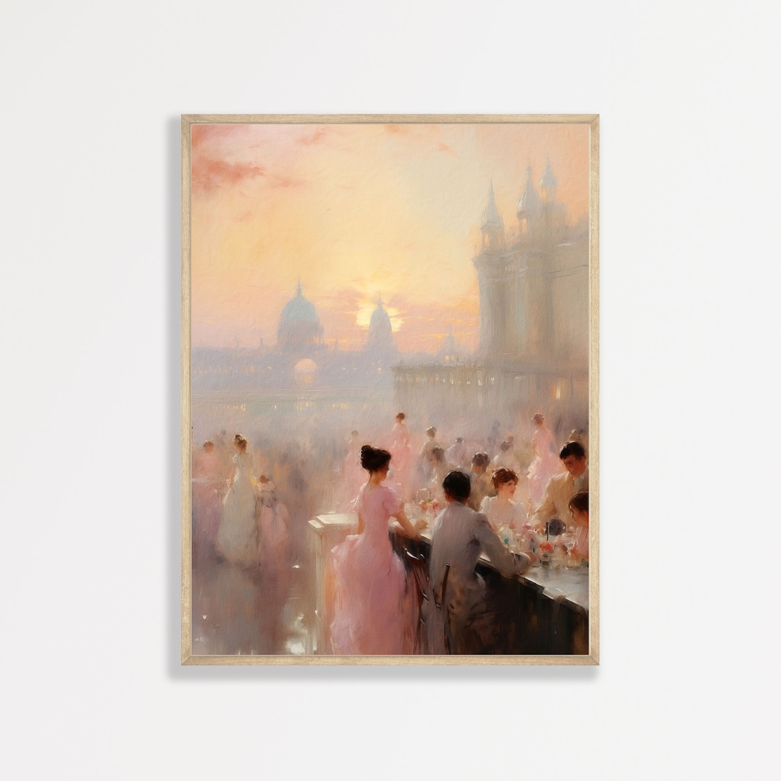 Rooftop Party Retro Vintage Pastel Art Print