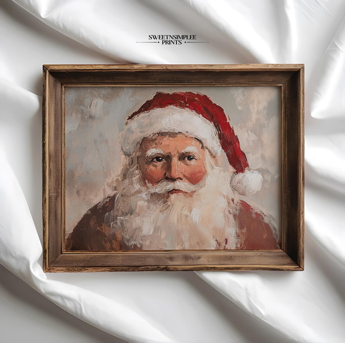 Vintage Santa Claus Portrait Poster Classic Oil Painting Holiday Decor - Image 2