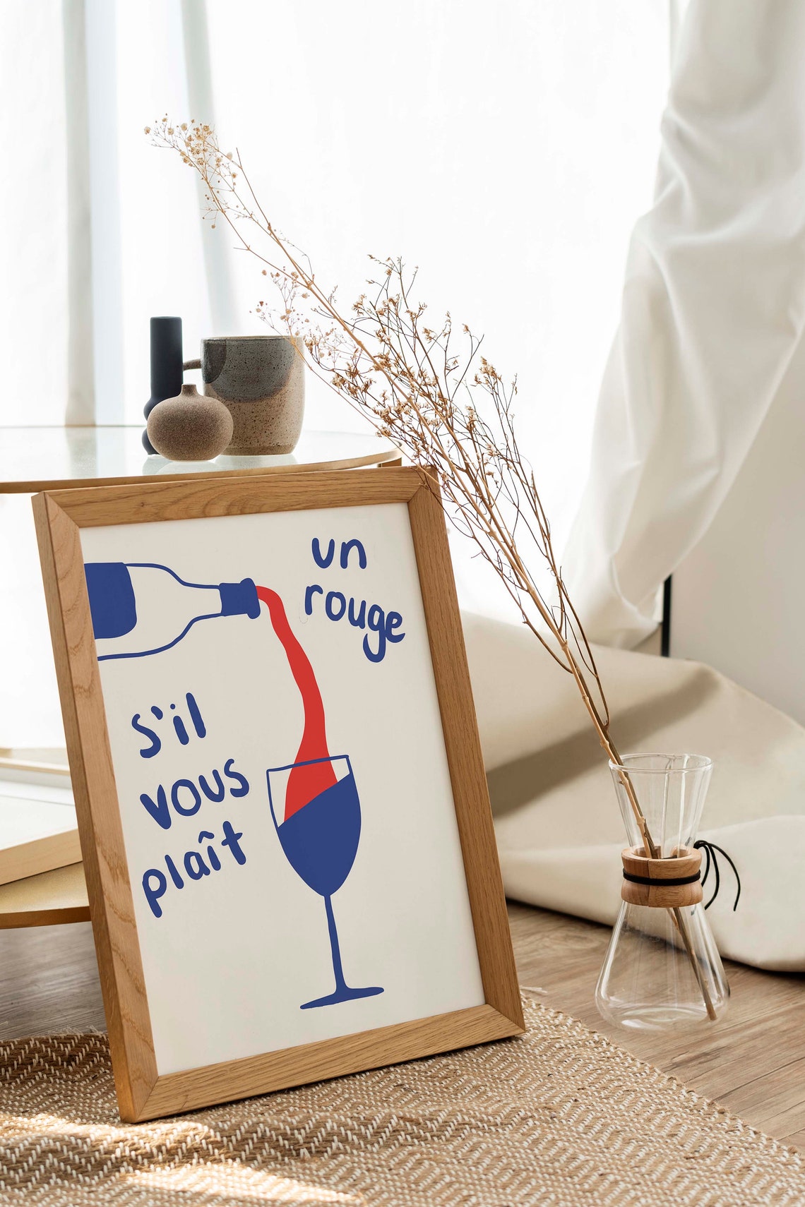 Un Rouge SIl Vous Plait French Red Wine Pouring Kitchen Poster - Image 2