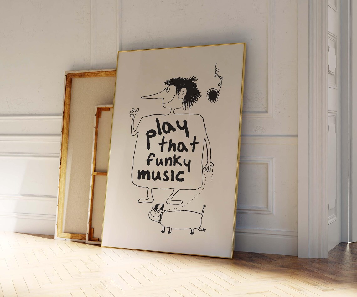 Play That Funky Poster Print Retro Music Poster 70s Music Poster Retro Music Wall Art Song Lyrics Art Retro Jazz Print Jazz Poster - Image 2