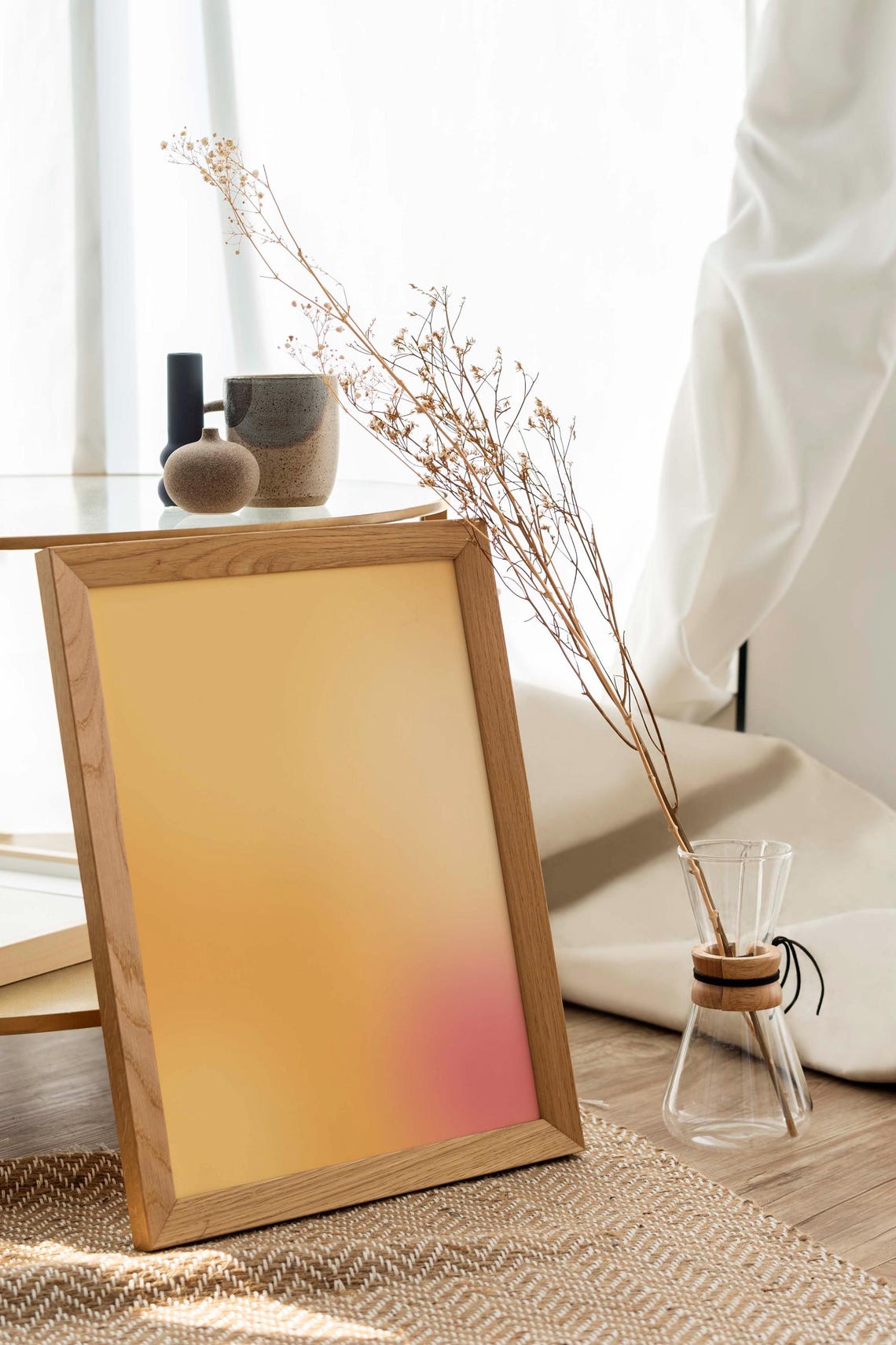 Gold Pink Gradient Aura Warm Vertical Glow Abstract Art Poster Gift - Image 2