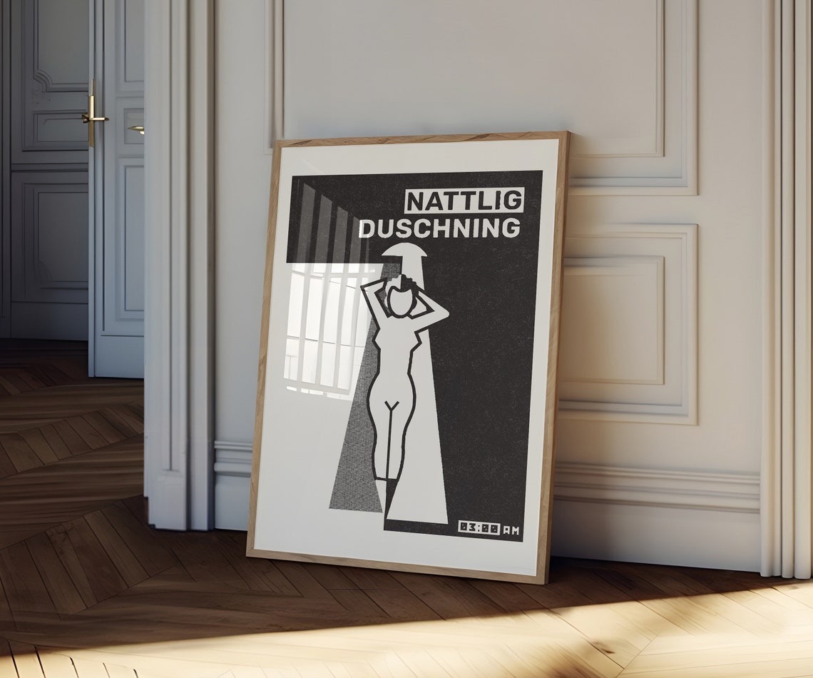 Nattlig Duschning 3AM Shower Line Art Funny Bathroom Wall Poster - Image 3