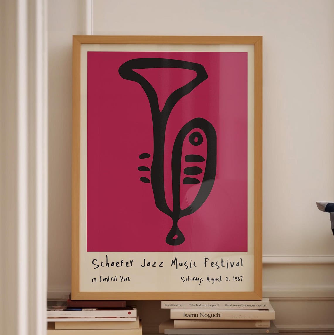 Magenta Wall Art Jazz Art Nyc Central Park Jazz Festival Trumpet Exhibition Poster Retro Jazz Poster Jazz Art Contemporary Poster