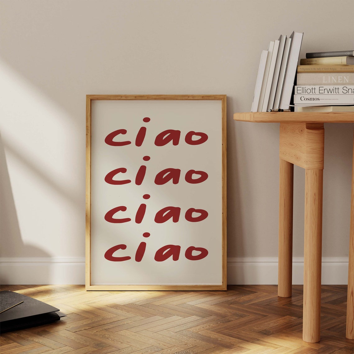 Ciao Italian Greeting Hand Lettered Red Typography Art Poster - Image 3