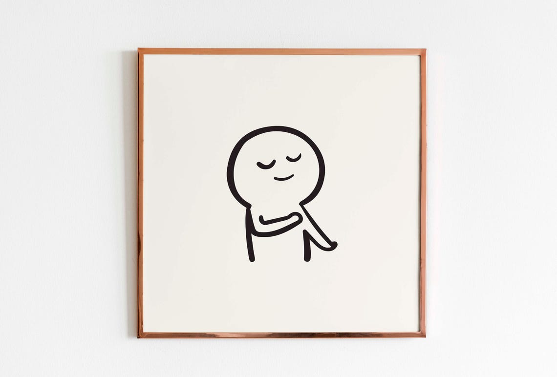 Minimalist Content Character Line Art Funny Square Art Poster - Image 3