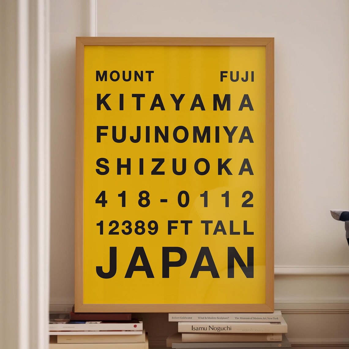 Bold Mount Fuji Japan Yellow Typography Shizuoka Travel Poster