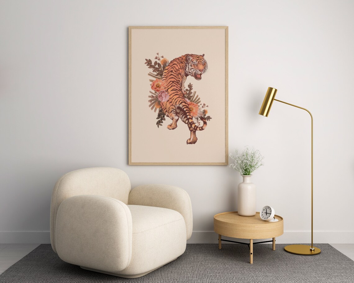 Floral Tiger Botanical Print, Dorm Room Decor - Image 5