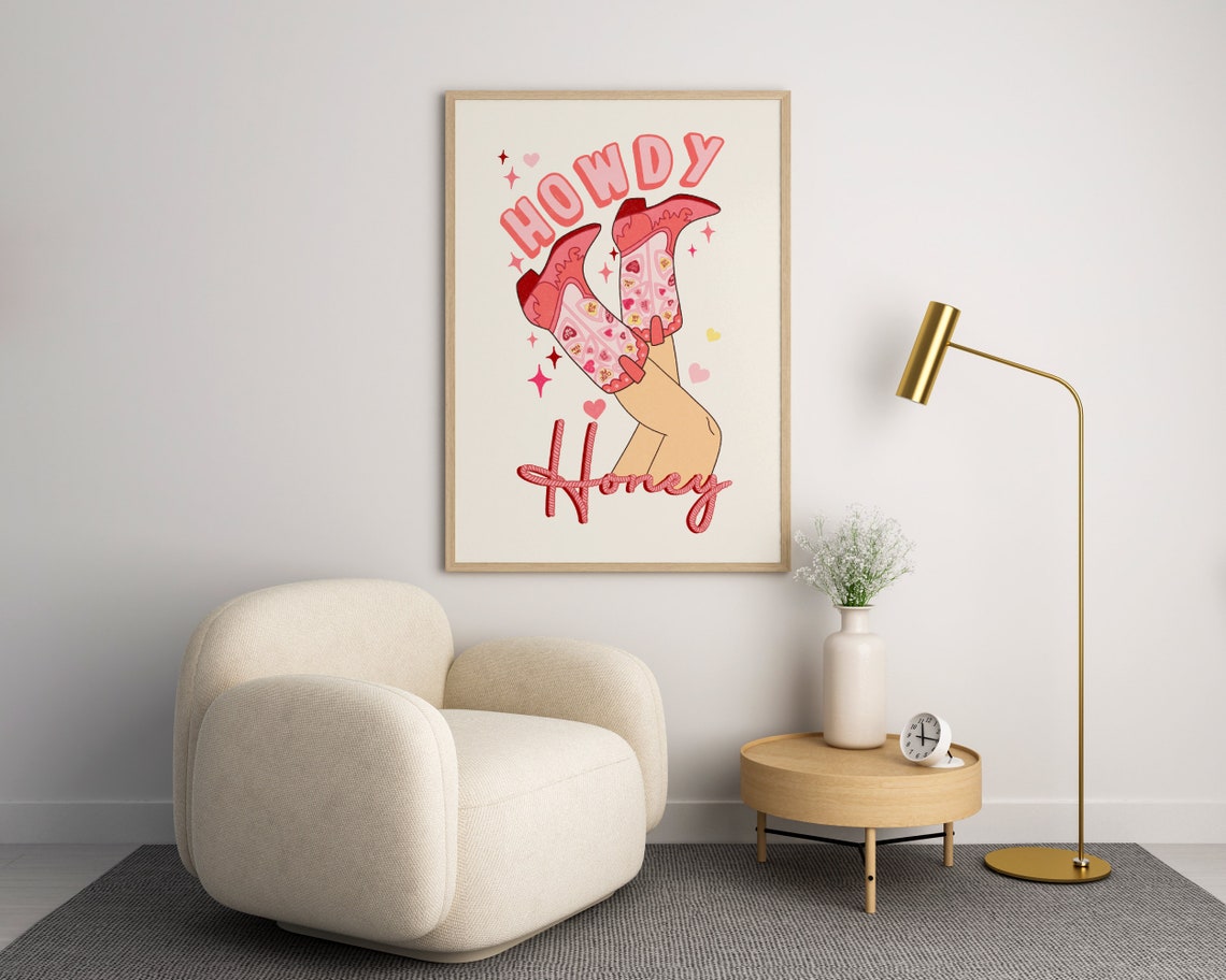 Howdy Honey, Cowgirl Boots Western Art Print - Image 3