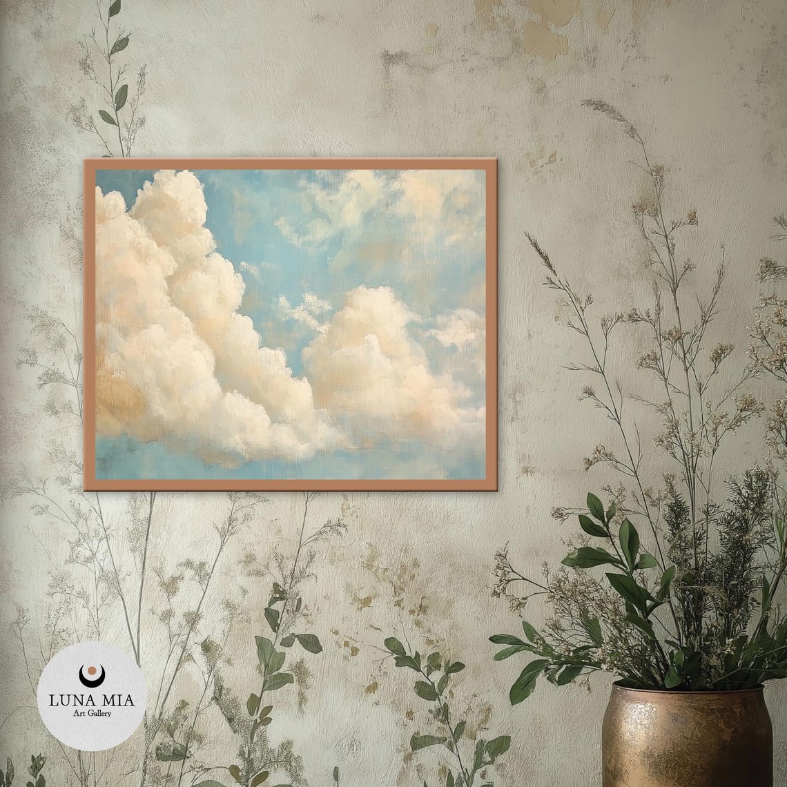 Serene Billowy Cream Clouds Across A Soft Blue Minimalist Sky Poster - Image 2