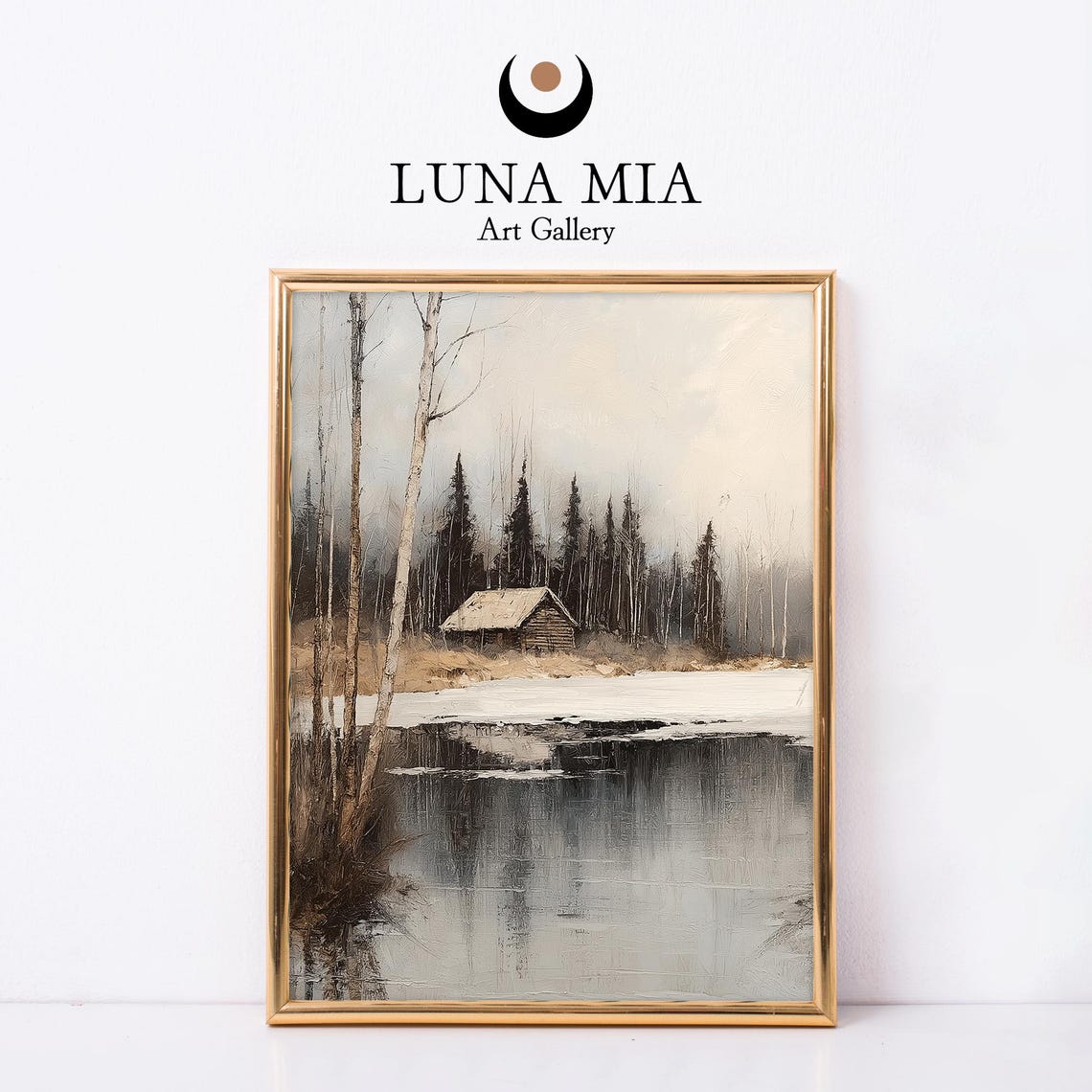 Serene Vintage Country House By Lake Wall Art Rustic Home Dcor Instant Charming Landscape