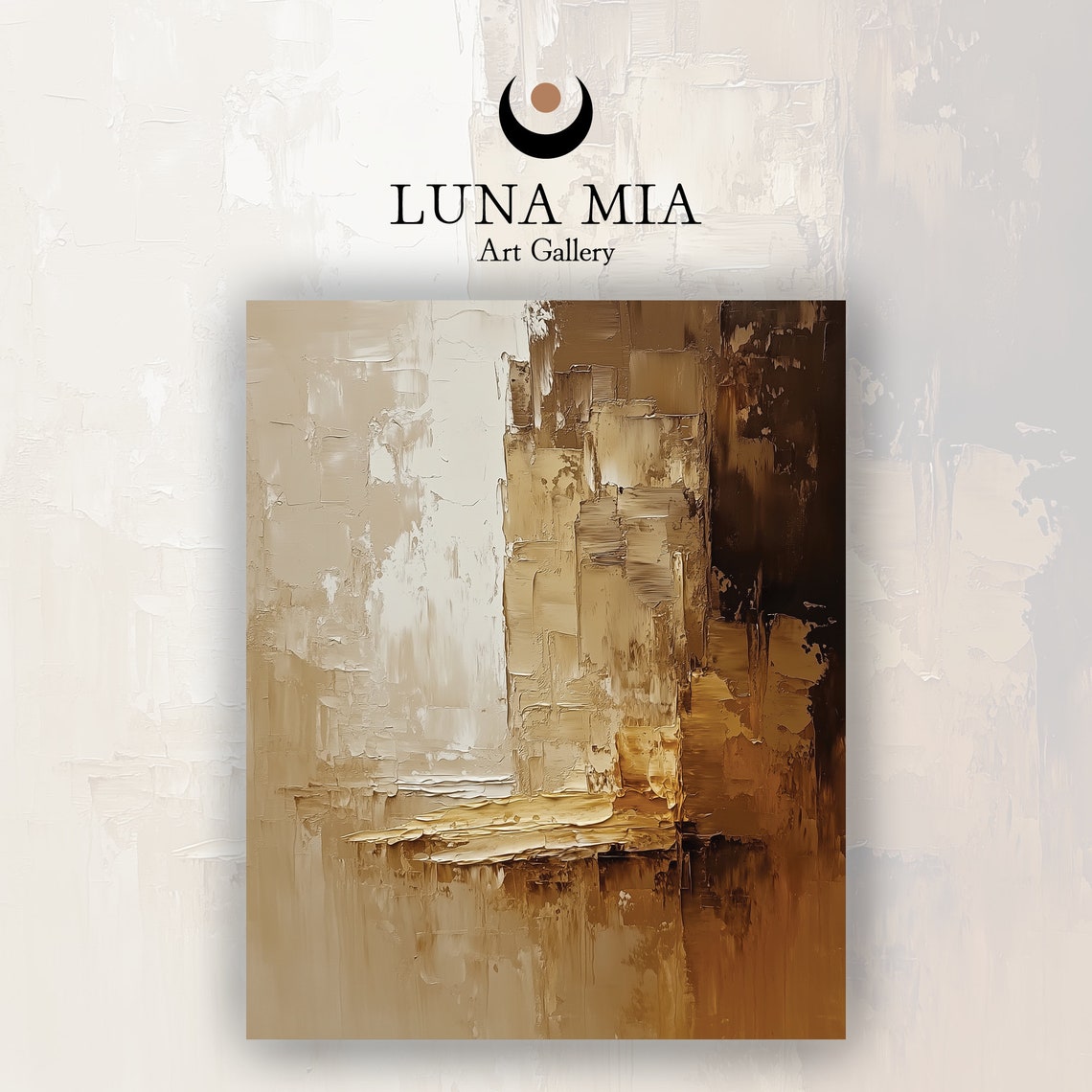 Rich Warm Beige and Brown Textured Abstract Painting Art Poster - Image 2