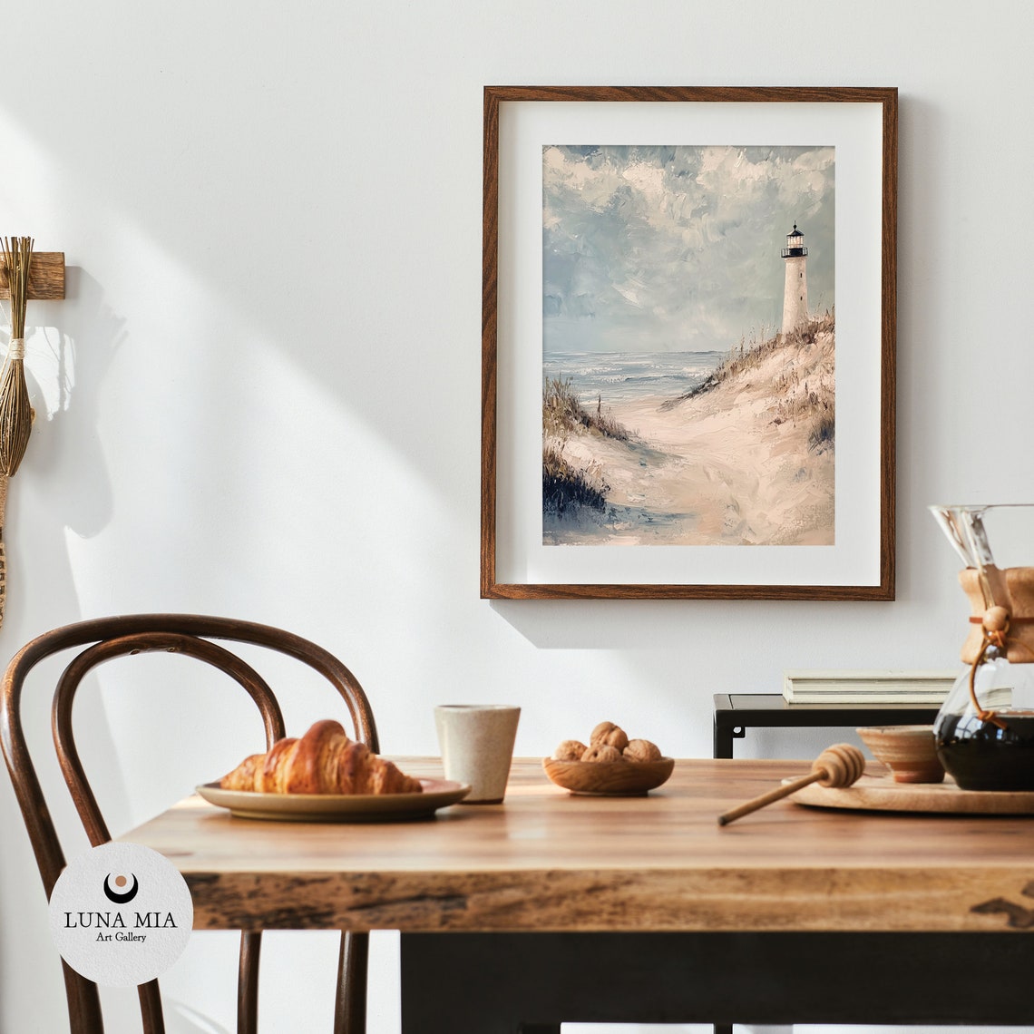 Lighthouse Sandy Dune Beach Coastal Impressionist Oil Art Poster - Image 4