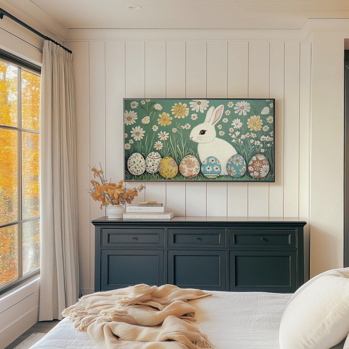 Easter Bunny Painting, Retro Spring Rabbit Decor - Image 3