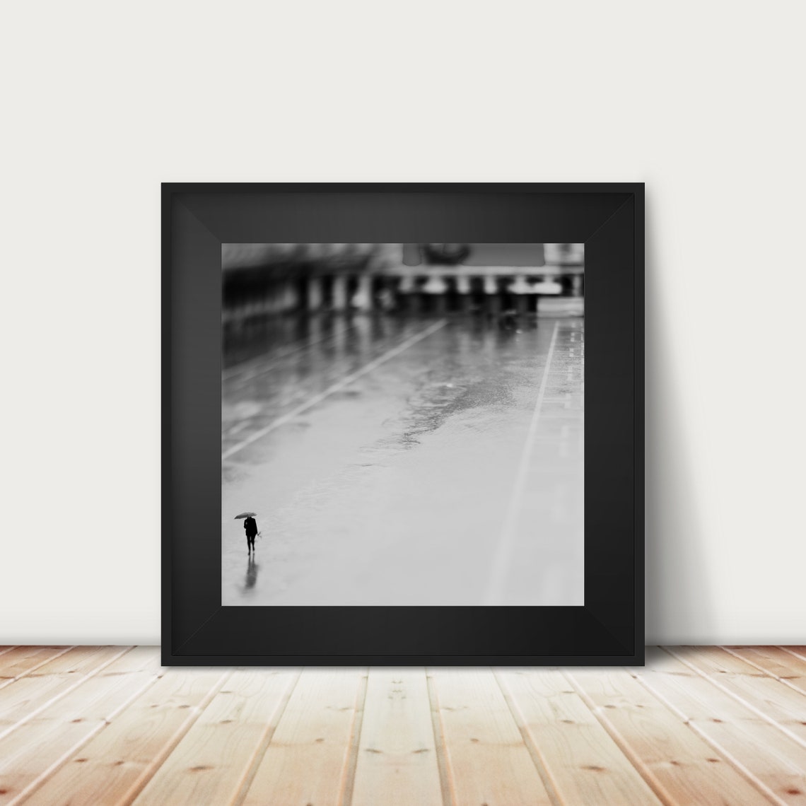 Venice St Marks Square Rainy Day Black and White Photography Poster