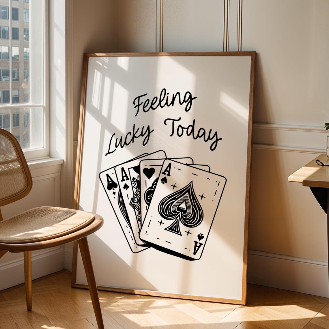 Feeling Lucky Today Four Aces Playing Card Lucky Quote Poster