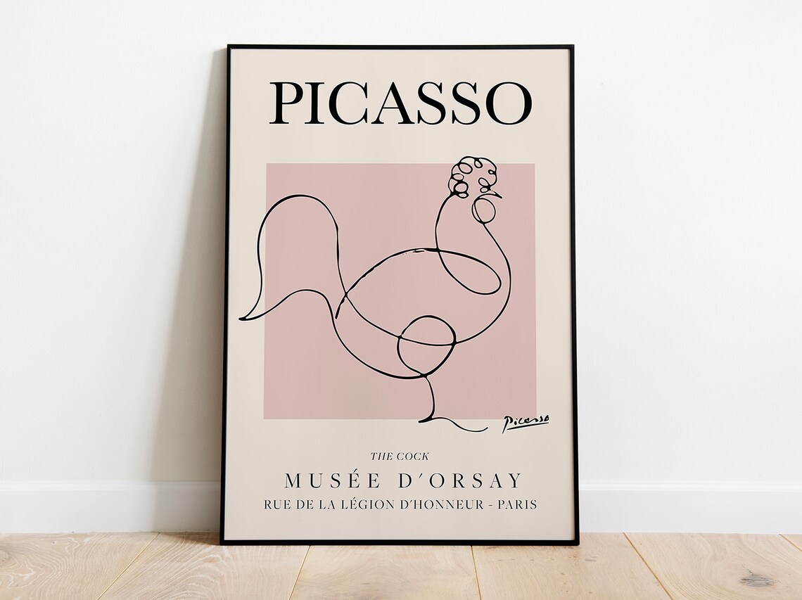 Picasso The Cock Vintage Line Art Poster