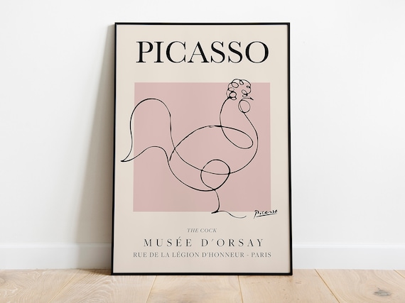 Picasso The Cock Vintage Line Art Poster