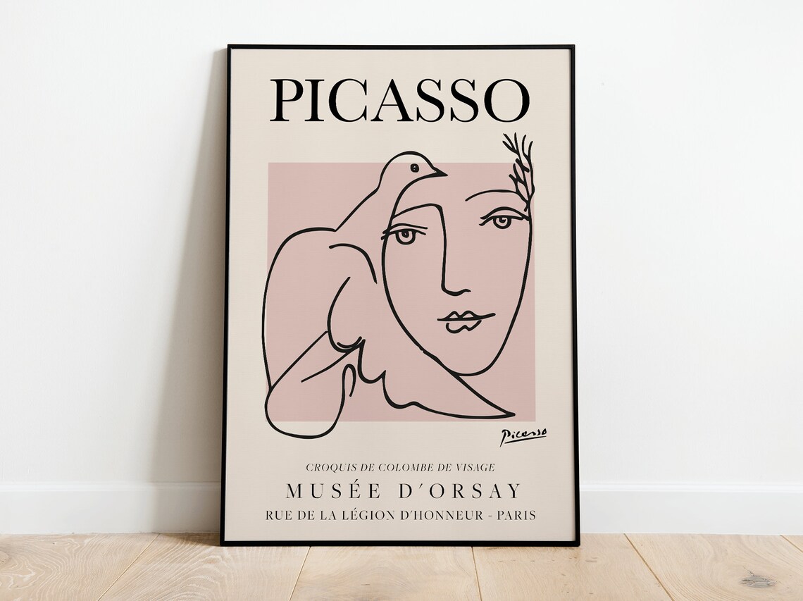 Picasso Exhibition Vintage Line Art Poster