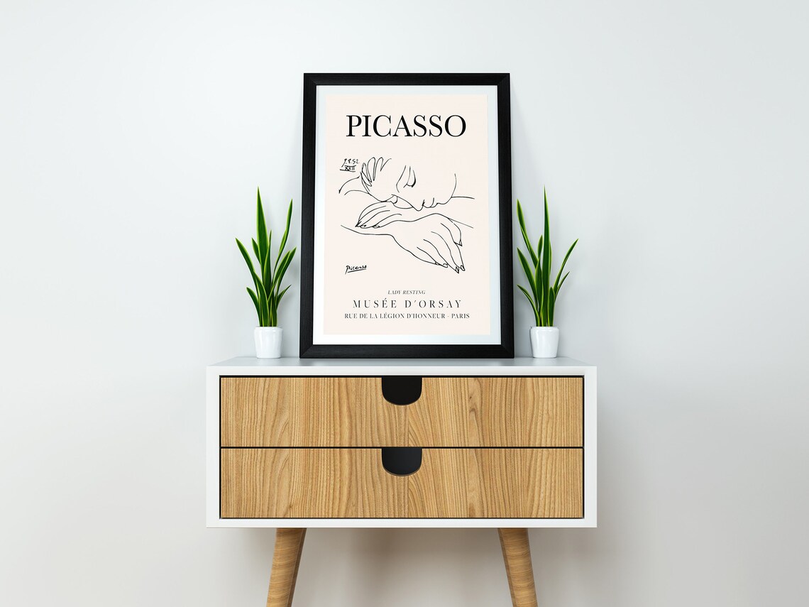 Picasso Lady Resting Vintage Line Art Poster - Image 2