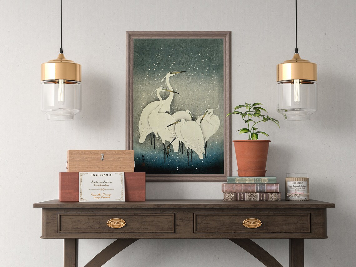 Ohara Koson Group Of Egrets Art Print - Image 4