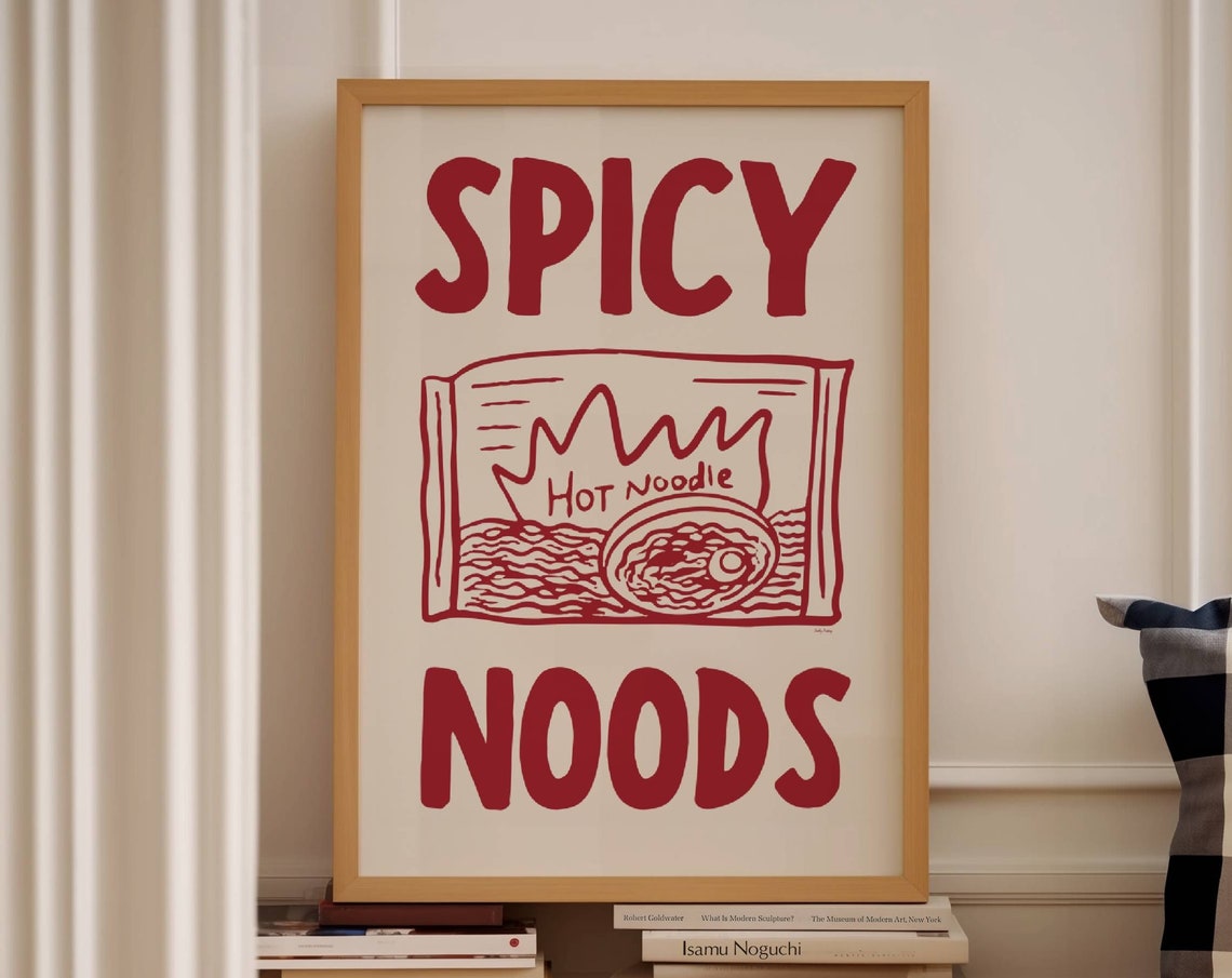 Cream Red Spicy Noods Hot Instant Noodle Packet Kitchen Wall Print