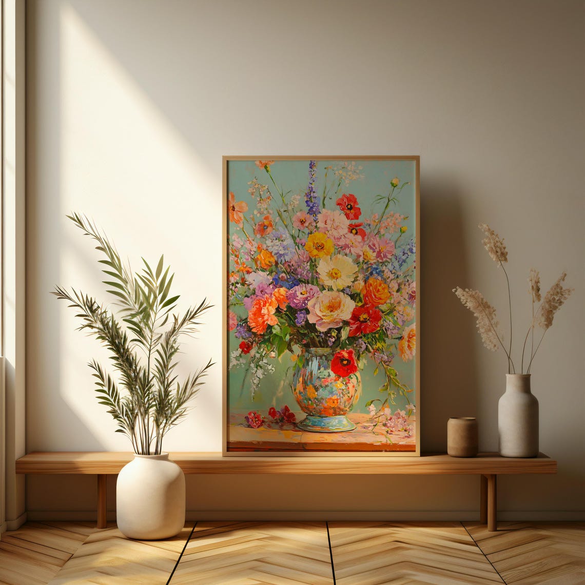 Impressionist Wildflower Bouquet In Vase Pastel Floral Art Poster - Image 3