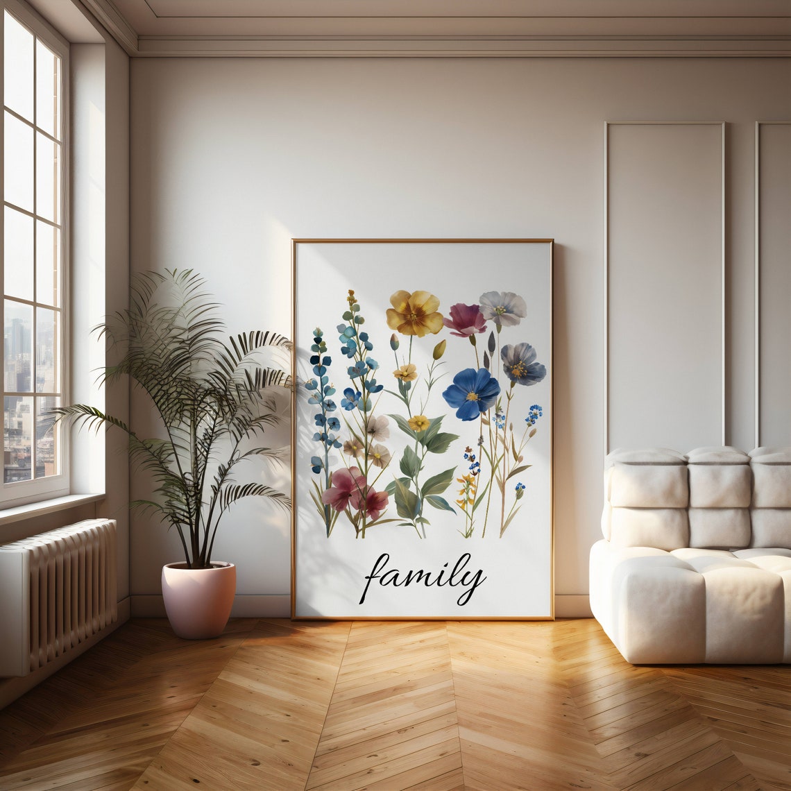 Watercolor Wildflowers With Family Script Typography Art Print - Image 3