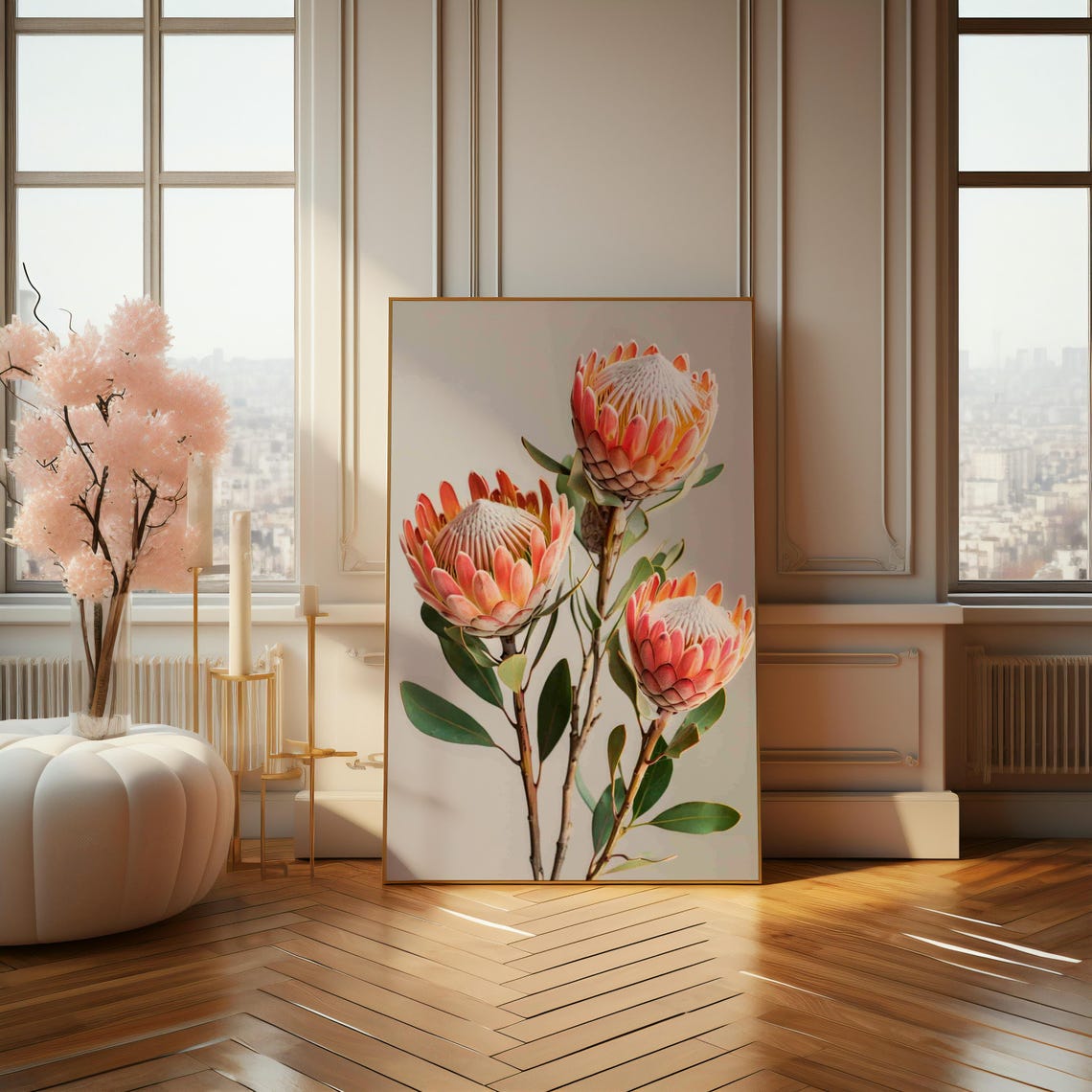 King Protea Blossom Botanical Photography Style Floral Wall Poster - Image 4