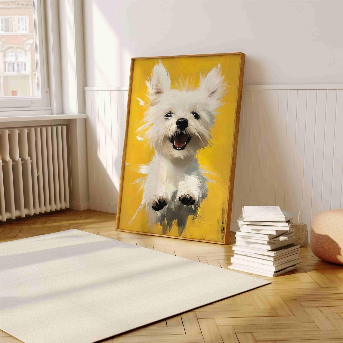 Happy Puppy, Vibrant Yellow Dog Wall Art Print - Image 5