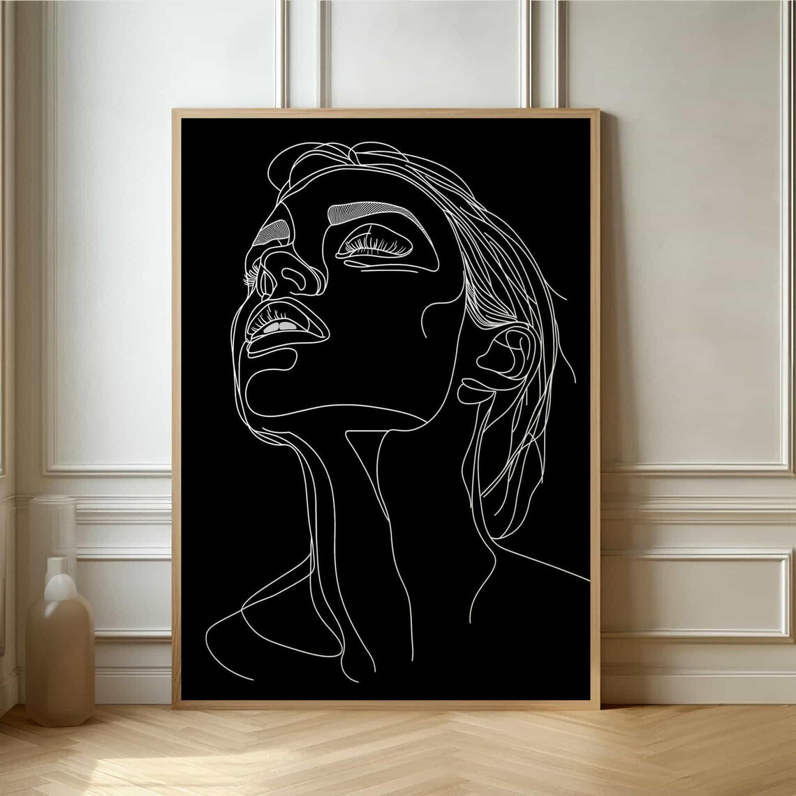 Contemporary Minimal Line Art Poster Elegant Face Outline For Home