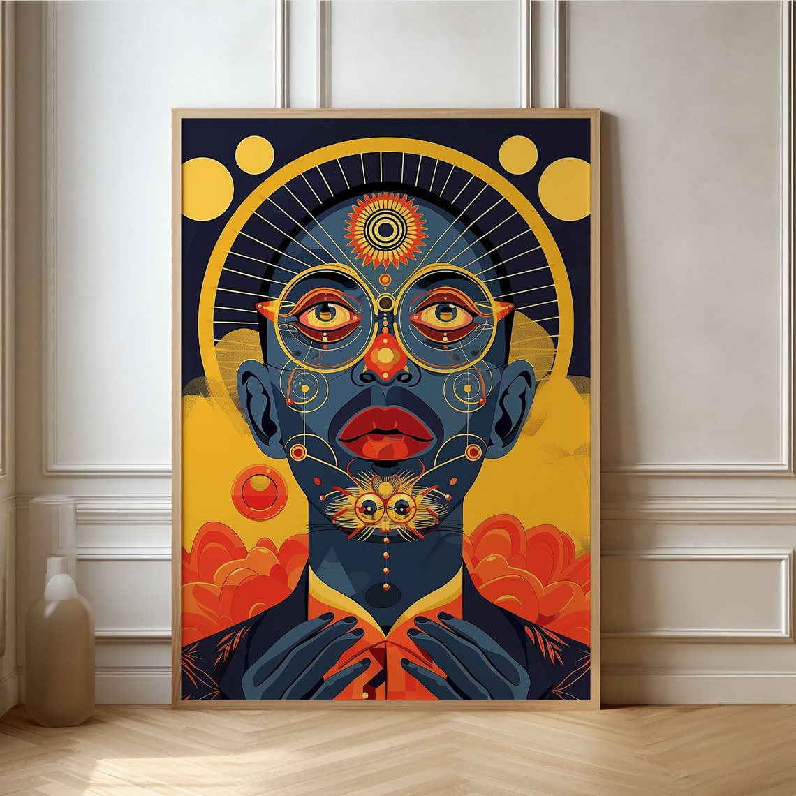 Cosmic Celestial Portrait Mystical Psychedelic Abstract Art Poster