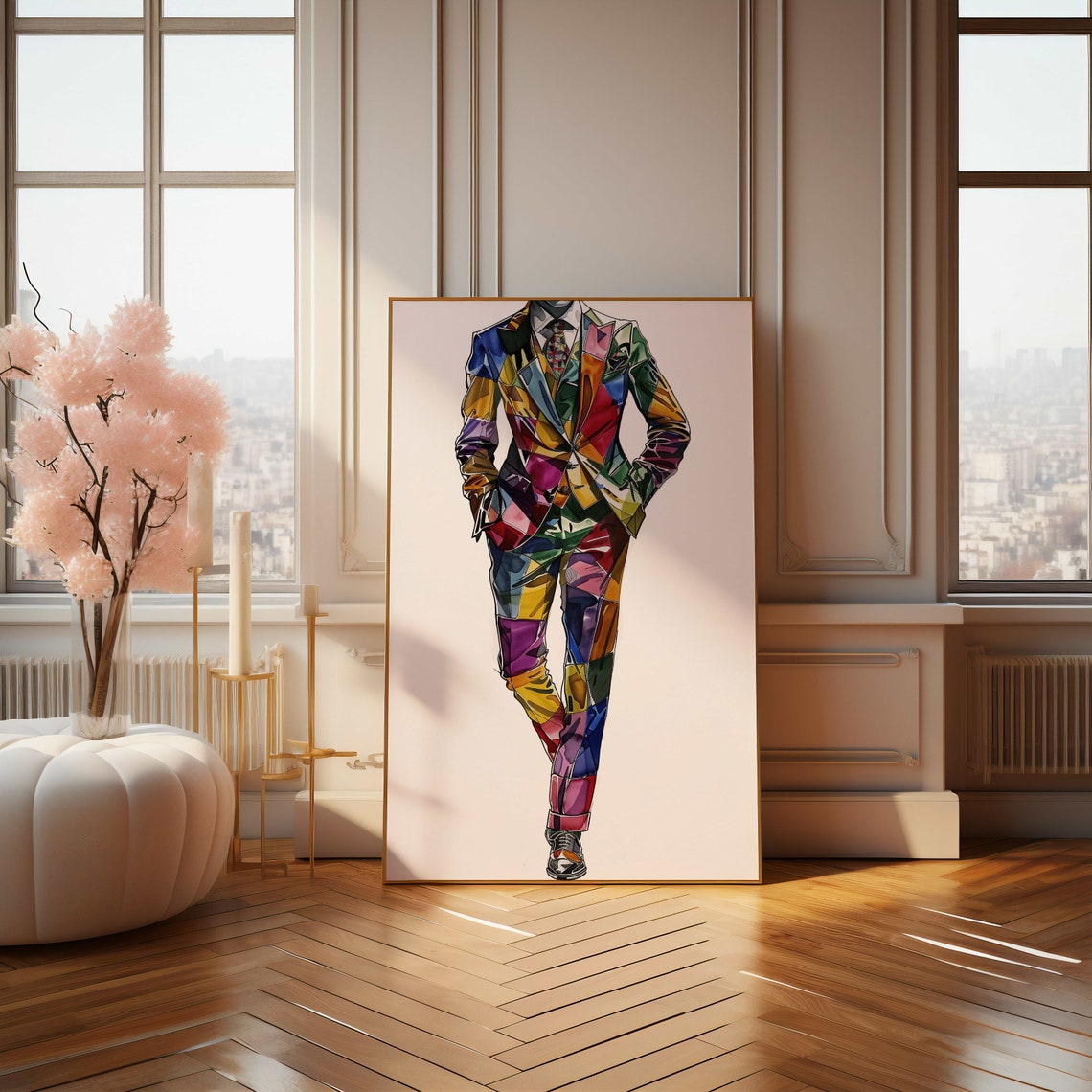 Patchwork Colorful Suit Mannequin Fashion Illustration Poster - Image 4