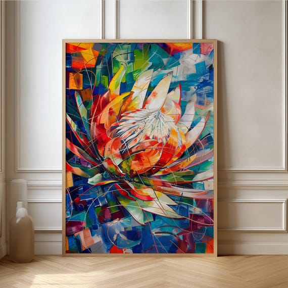 Multicolored Floral Abstract Poster Bold Contemporary Art Wall Decor