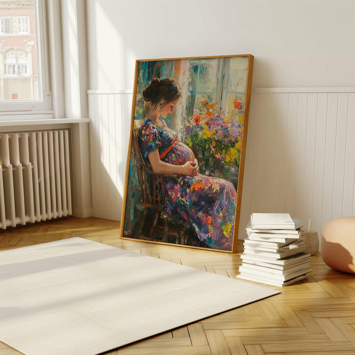 Expecting Motherhood Impressionist Pregnant Woman Portrait Poster - Image 5