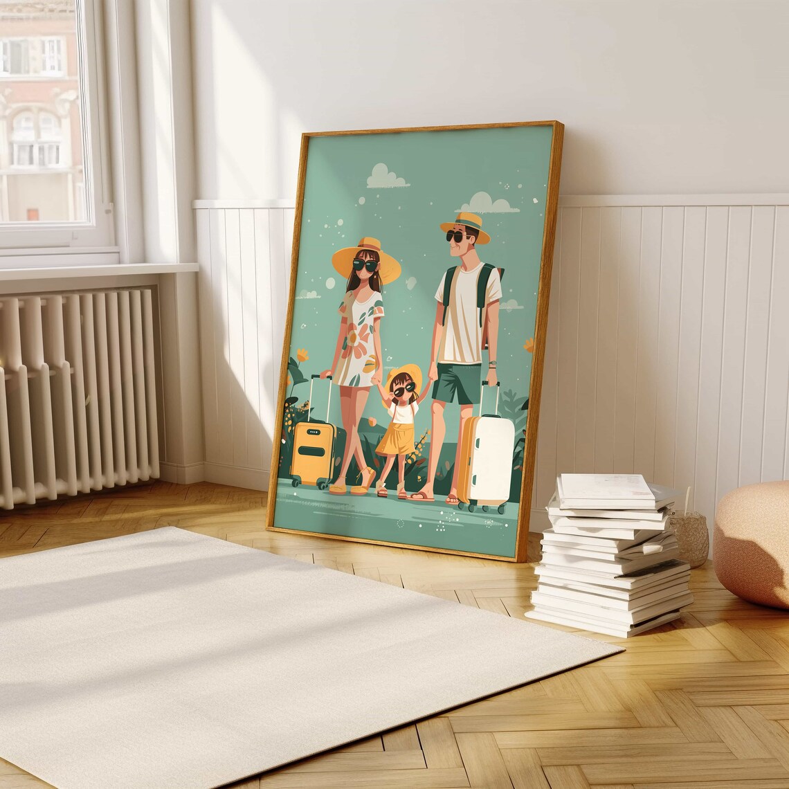 Happy Family Vacation Travel Adventure Colorful Illustration Poster - Image 5