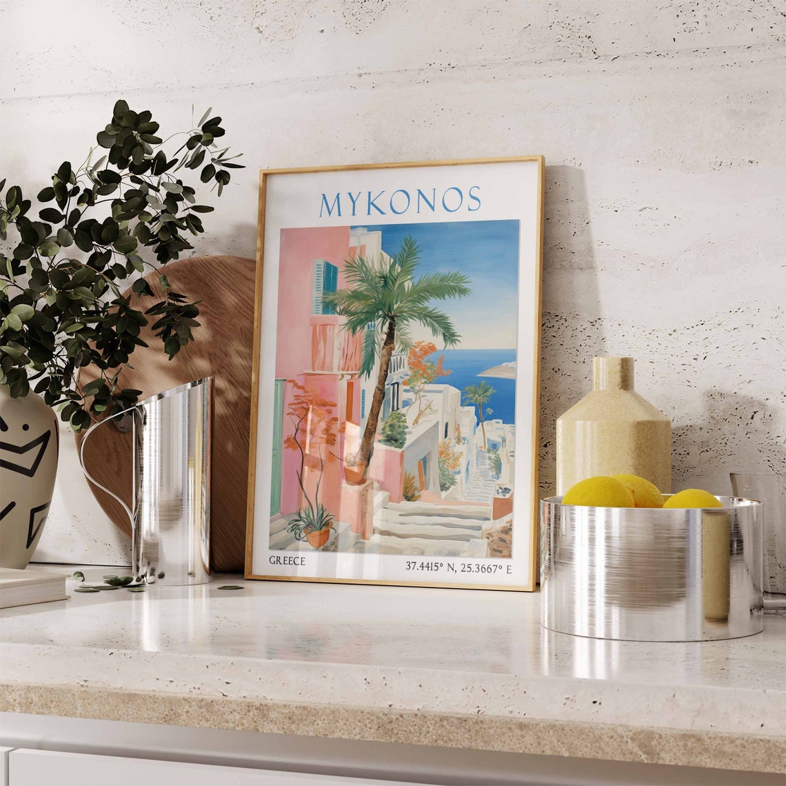 Mykonos Travel Print Mykonos Travel Poster Greece Wall Art Greek Travel Decor Mykonos Island Landscape Print Mykonos Travel Gift - Image 3