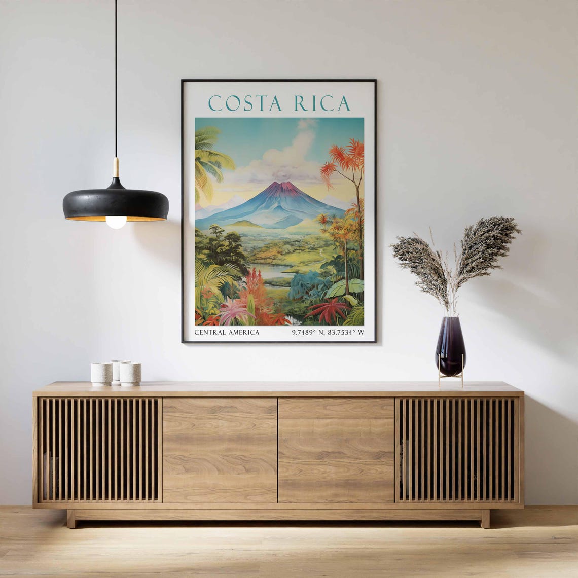 Costa Rica Arenal Volcano Tropical Rainforest River Travel Poster - Image 2