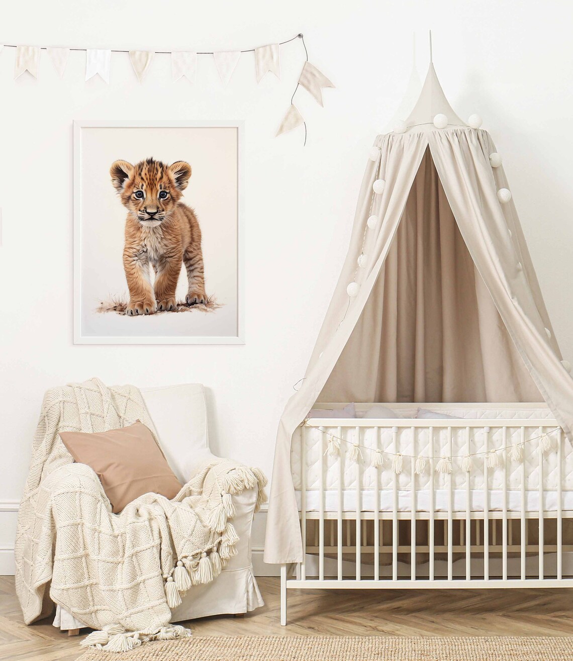 Adorable Baby Lion Cub Watercolor Safari Nursery Animal Poster - Image 2