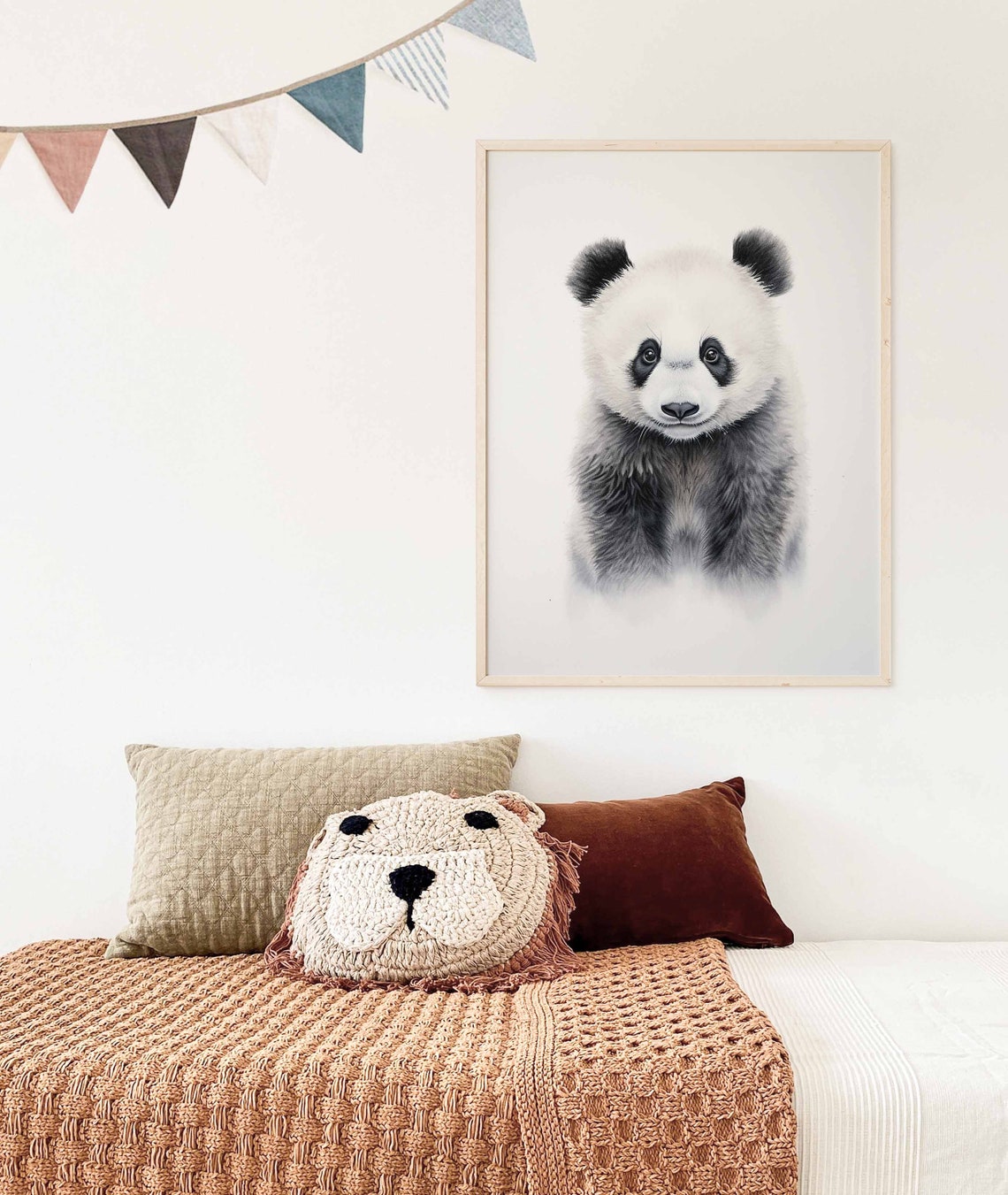 Adorable Giant Panda Cub Watercolor Portrait Poster on White - Image 3