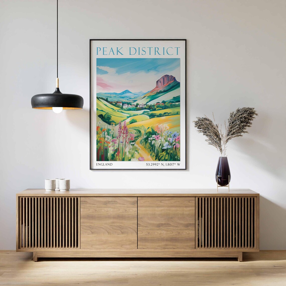 Peak District Countryside Wildflowers Watercolor Travel Poster - Image 2