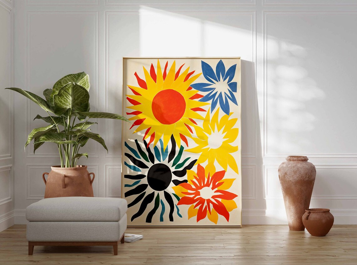 Abstract Cutout Flower Collage Poster Modern Floral Decor Art - Image 3