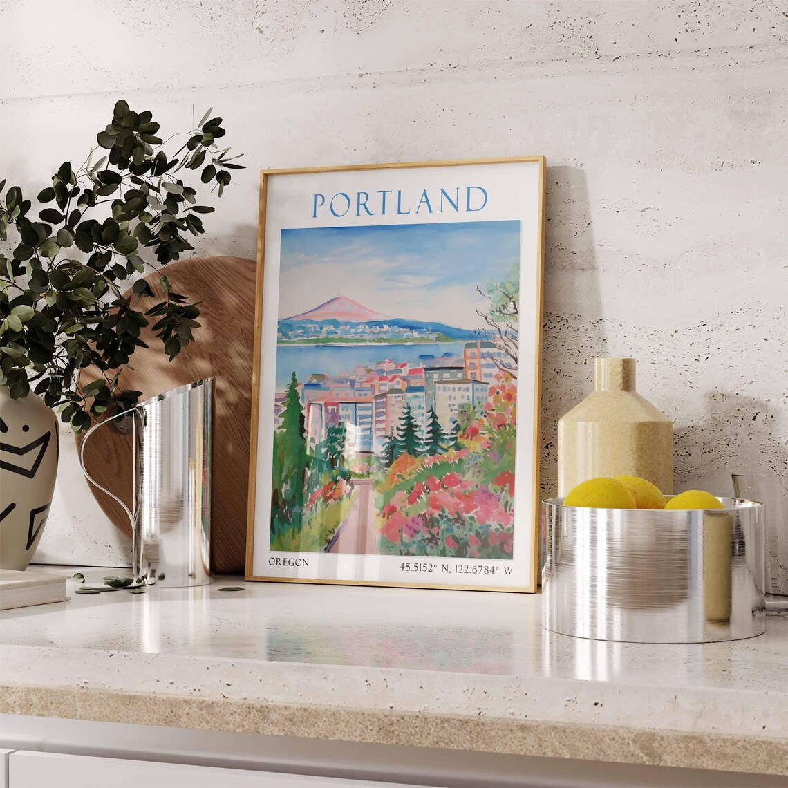 Portland Oregon City View Mount Hood Flower Garden Rose City Poster - Image 3