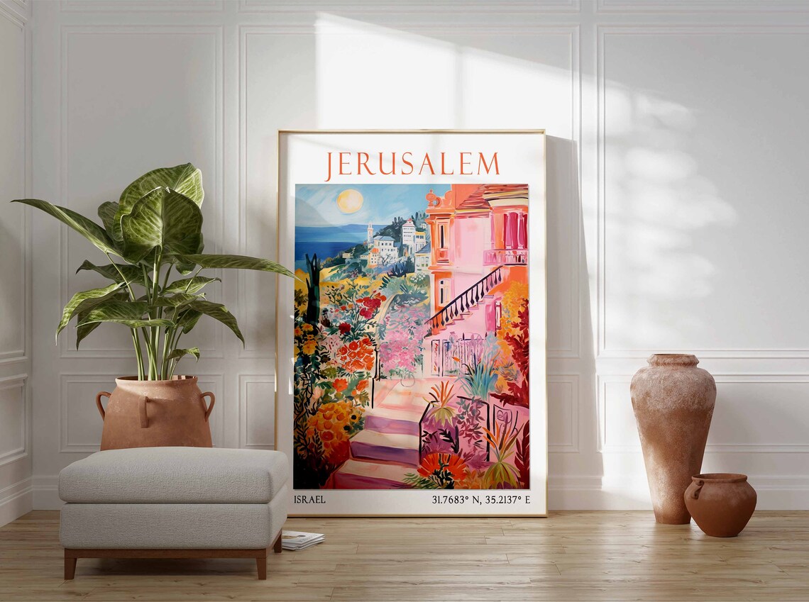 Jerusalem Travel Print Jerusalem Travel Poster Israel Wall Art Jerusalem Art Print Western Wall Art Travel Gift Israeli Travel Decor - Image 2