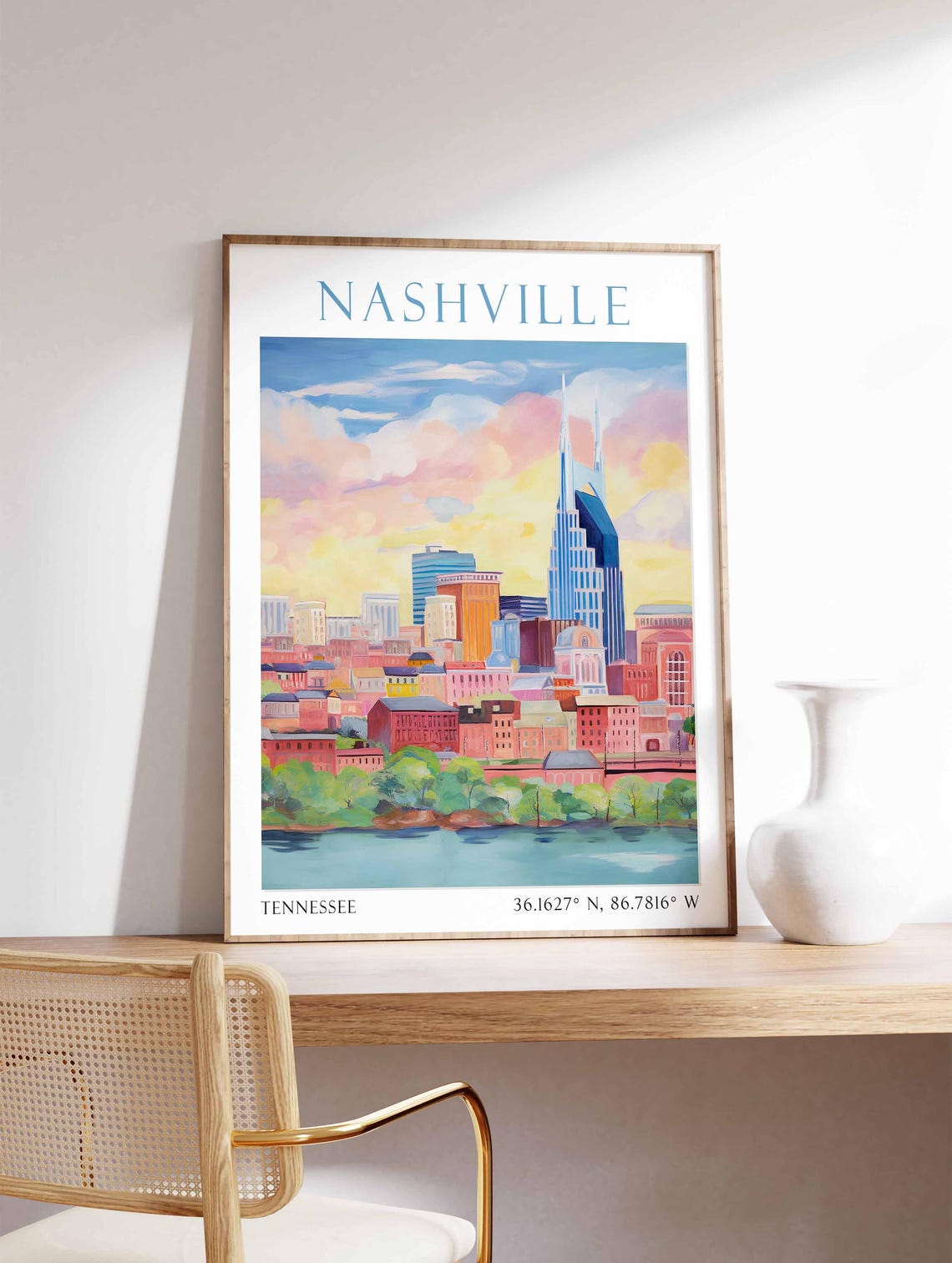 Nashville Travel Poster Nashville Travel Print Tennessee Poster Usa Wall Art Botanical Art Nashville Travel Poster Nashville Gift - Image 4