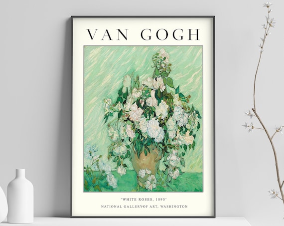 Van Gogh White Roses 1890 Floral Exhibition Art Beautiful Poster