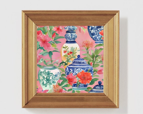 Ginger Jar Floral Watercolor Art Print