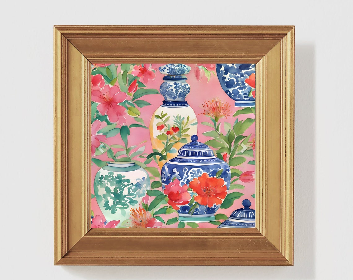 Ginger Jar Floral Watercolor Art Print